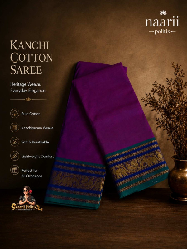 Premium Kanchi Cotton Saree -Royal Purple  [SAREE0000313]
