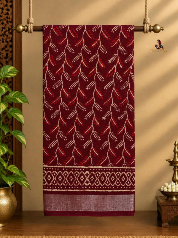 LINEN SAREE - DEEP WINE MAROON