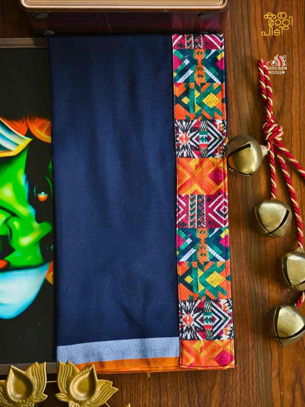 Navy Blue Limited Edition Cotton Dhoti[DHOTI000428]