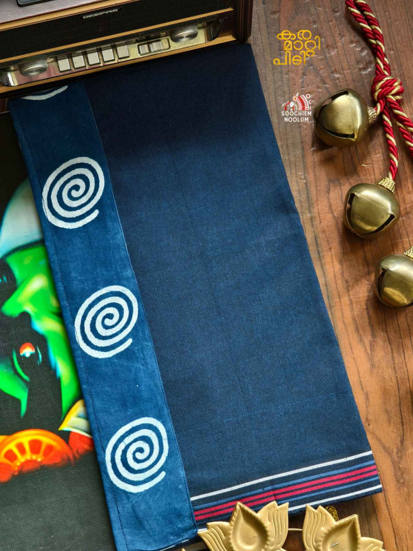 Navy Blue Limited Edition Cotton Dhoti[DHOTI000452]