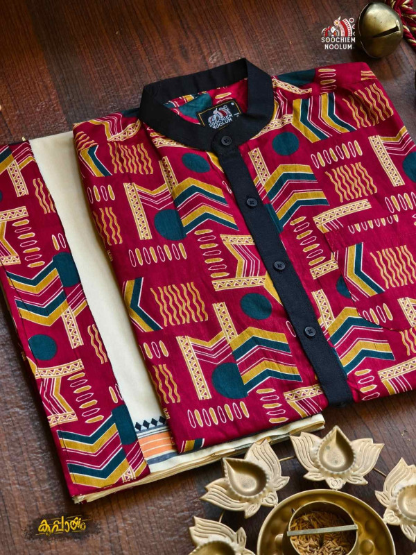 Designer Premium Shirt+Single Cotton Dhoti Combo[COMBO000300]