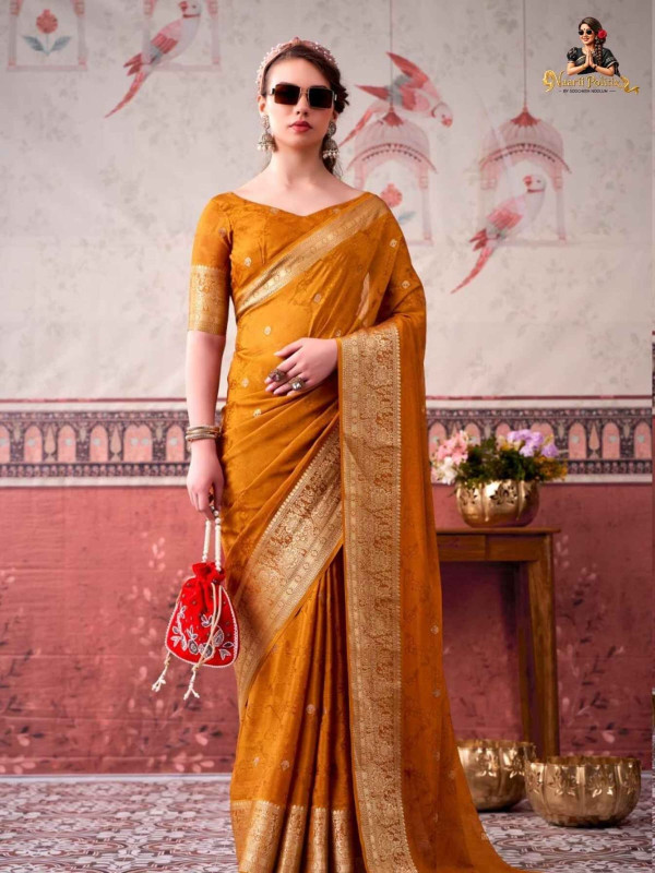 Georgette saree - Mustard Golden [SAREE0000195]