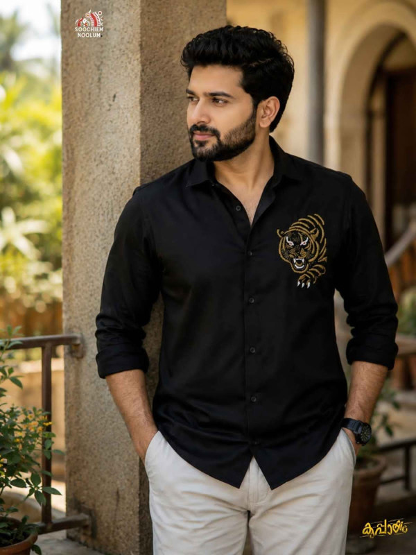 Black Tiger Beaded Festive Luxury Shirt[SHIRT000318]
