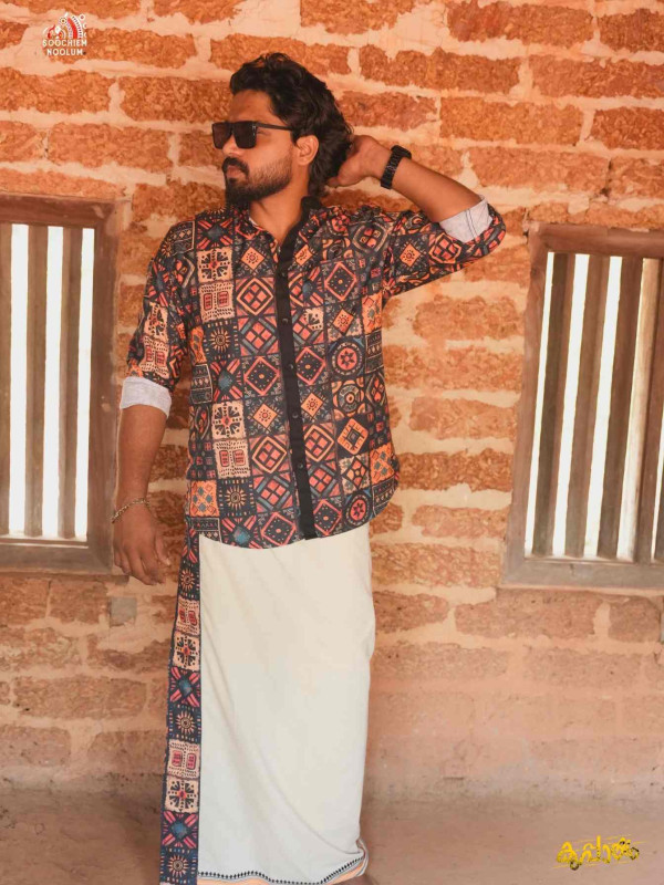 Designer Premium Shirt+ Single Cotton Dhoti Combo[COMBO000265]