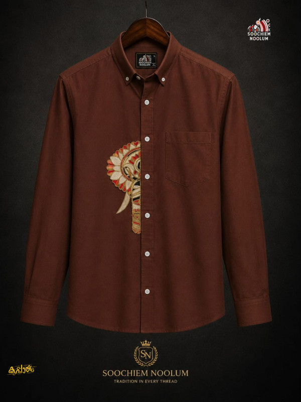 ELEPHANT EMBROIDERY HALF PATCH SHIRT