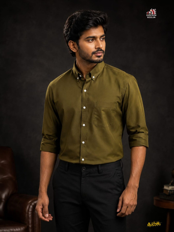 SOLID COLOUR SHIRT - OLIVE GREEN