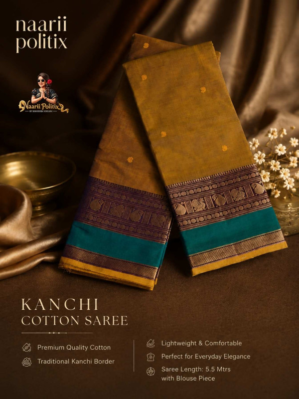 Premium Kanchi Cotton Saree - Antique Mustard gold [SAREE0000320]