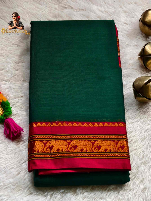 Narayanpet Pure Cotton Saree - Green [SAREE000023]