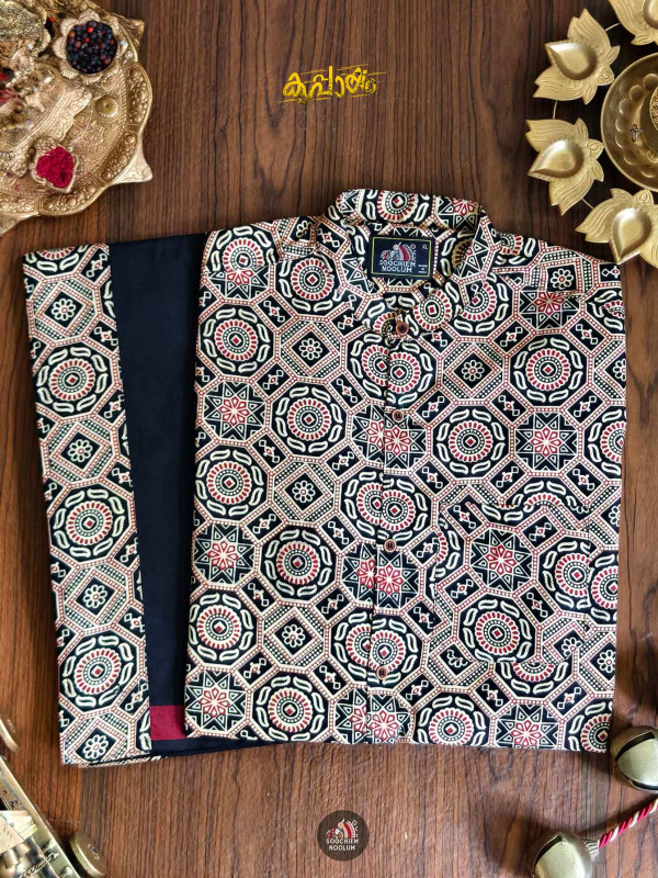 Designer Shirt+ Single Cotton Dhotie Combo[COMBO00031]