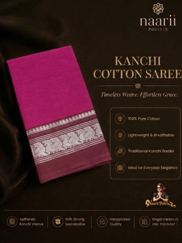 Premium Kanchi Cotton Saree -  Rich Rani Pink [SAREE0000321]