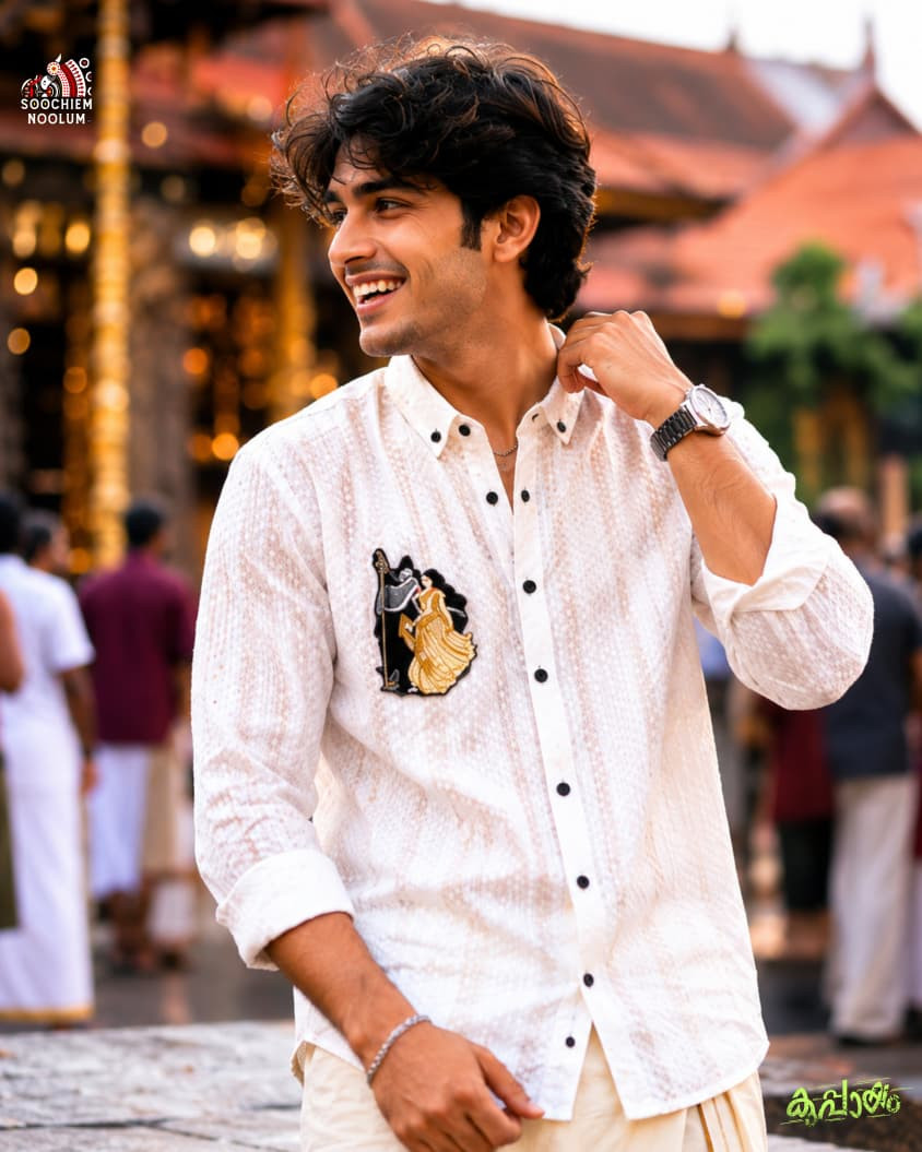 OFF WHITE SHIVAPARVATHI EMBROIDERY DESIGNER PATCH SHIRT