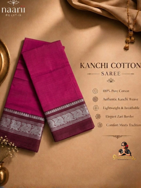Premium Kanchi Cotton Saree -  Rich Rani Pink [SAREE0000321]