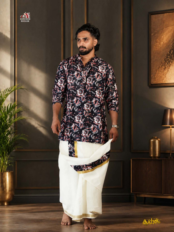 BLACK PREMIUM DESIGNER VELVET KURTA [CLEARANCE SALE]