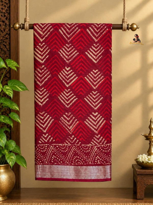 LINEN SAREE - DEEP MAROON