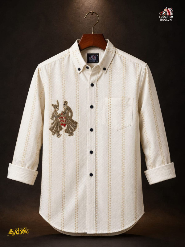 OFF WHITE BEADED PATCH PREMIUM DESIGNER SHIRT