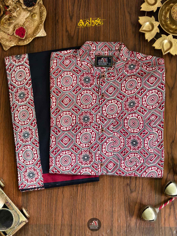 Designer Shirt+ Single Cotton Dhotie Combo[COMBO00028]