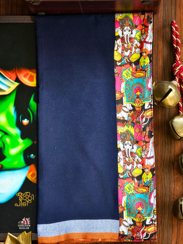 Navy Blue Limited Edition Cotton Dhoti[DHOTI000430]