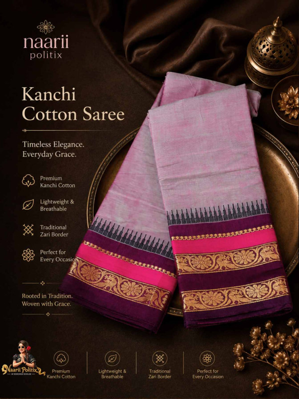 Premium Kanchi Cotton Saree -  Dusty mauve Grey [SAREE0000296]