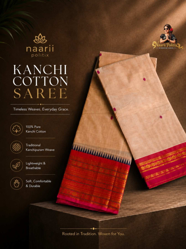 Premium Kanchi Cotton Saree - Soft Beige[SAREE0000310]