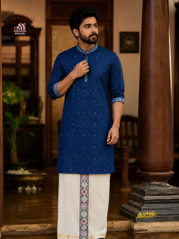Soft linen Festive Special luxury kurta - Teal Blue [KURTA00065]