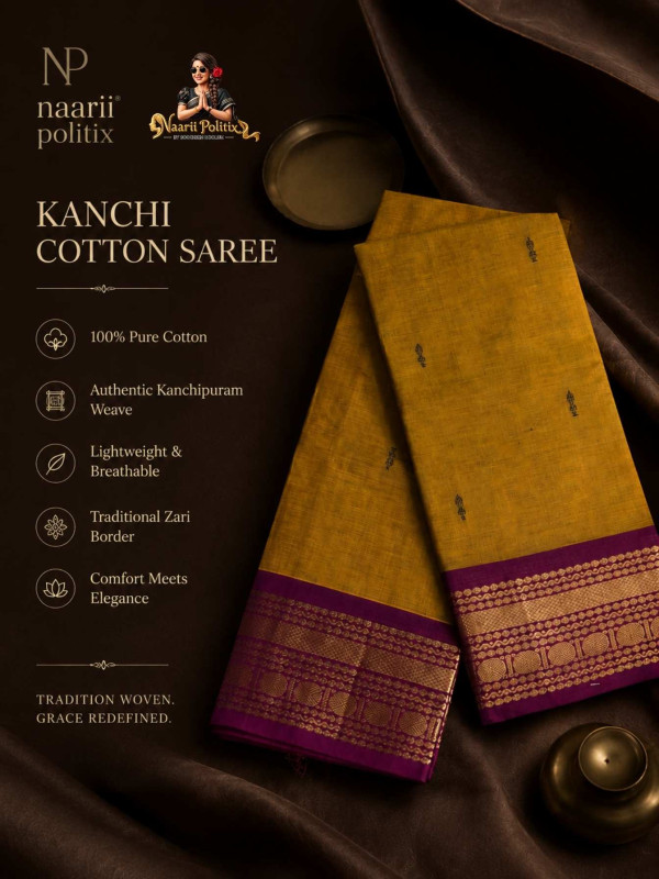 Premium Kanchi Cotton Saree -Mustard Yellow [SAREE0000309]