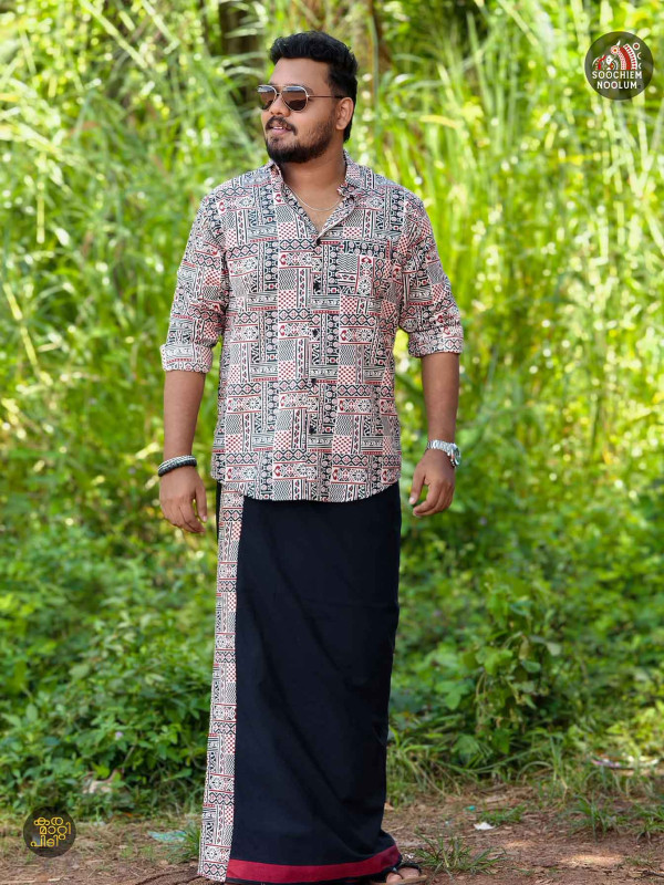 Designer Shirt+ Single Cotton Dhotie Combo[COMBO00030]