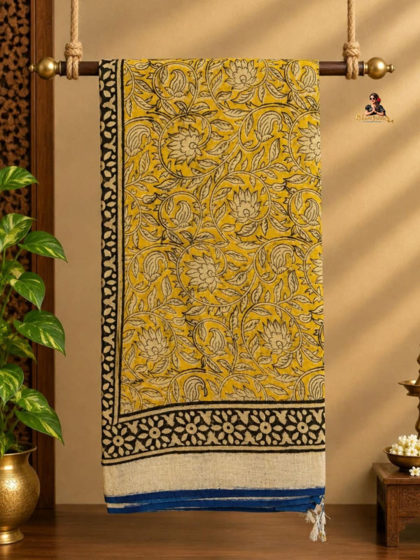 LINEN SAREE - MUSTARD YELLOW