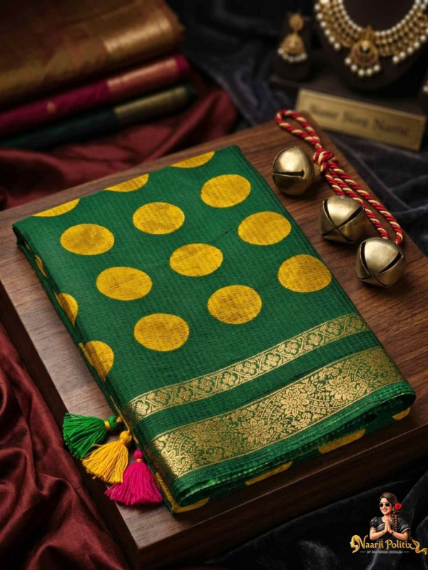 Marble Saree -  Green and Mustard Yellow [SAREE0000120]