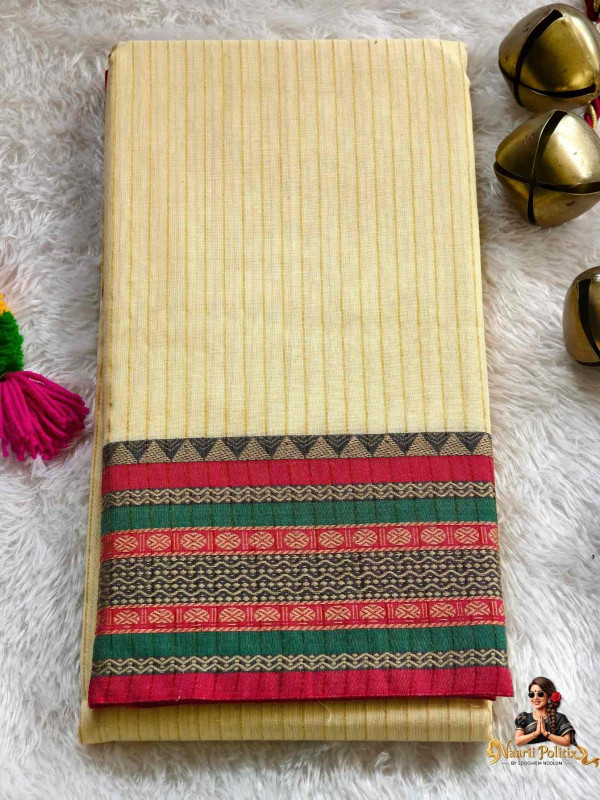 Narayanpet Pure Cotton Saree - Cream [SAREE000016]