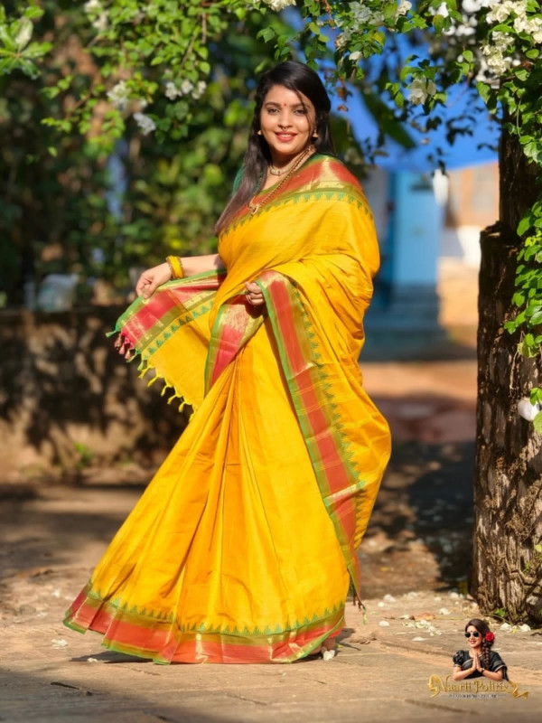 PREMIUM KANCHI COTTON SAREE - MUSTARD YELLOW