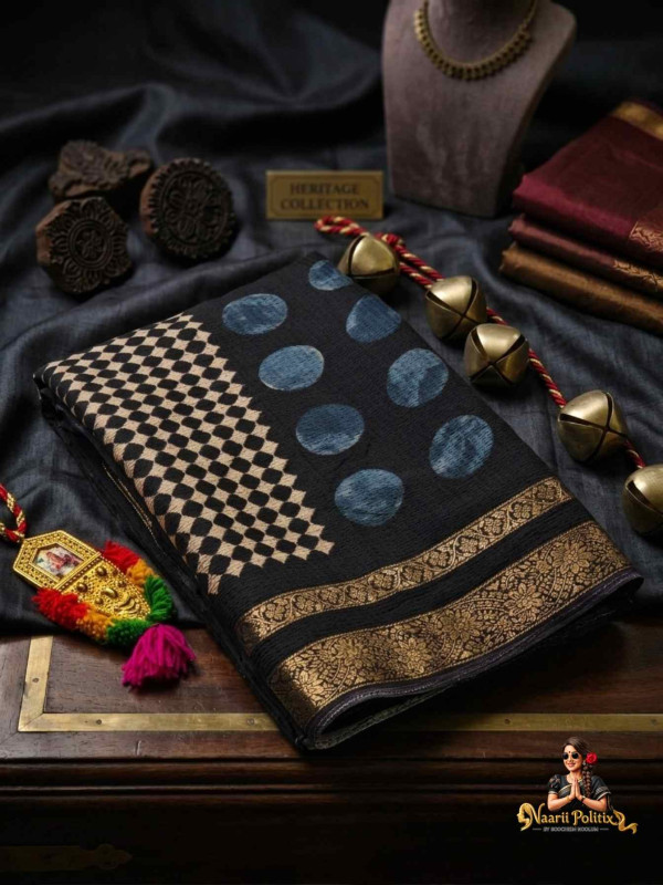 Marble Saree -  Black and Blue [SAREE0000121]