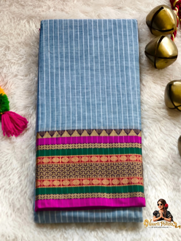 Narayanpet Pure Cotton Saree - Blue [SAREE000020]