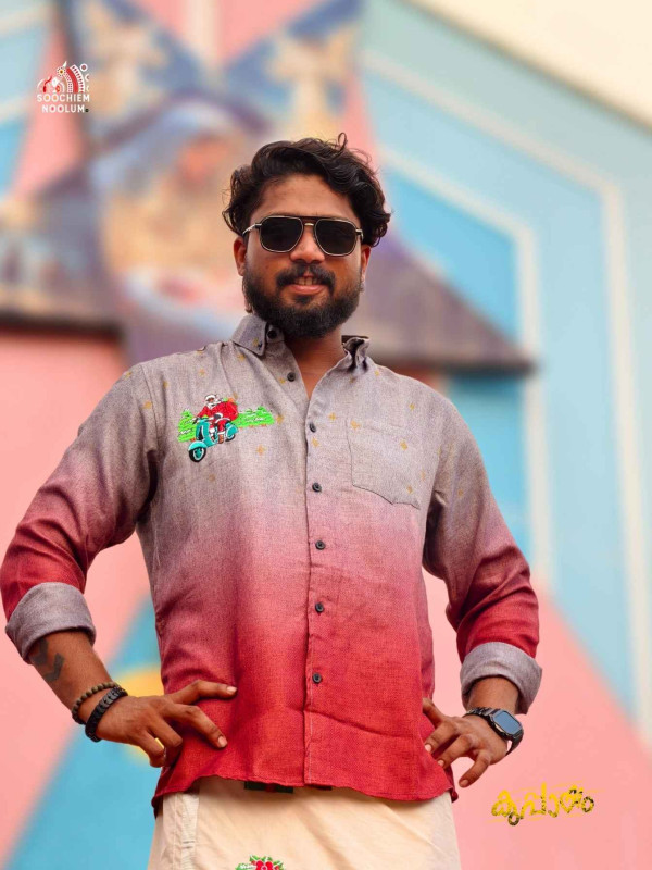 Christmas Special Embroidery Designer shirt+ Double Dhoti Combo[COMBO000243]