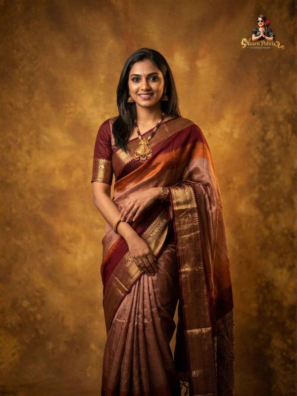 Semi Kanchivaram Bandhani Saree- Mustard gold with maroon [SAREE0000224]
