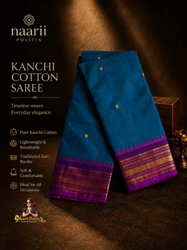 Premium Kanchi Cotton Saree - blue [SAREE0000316]