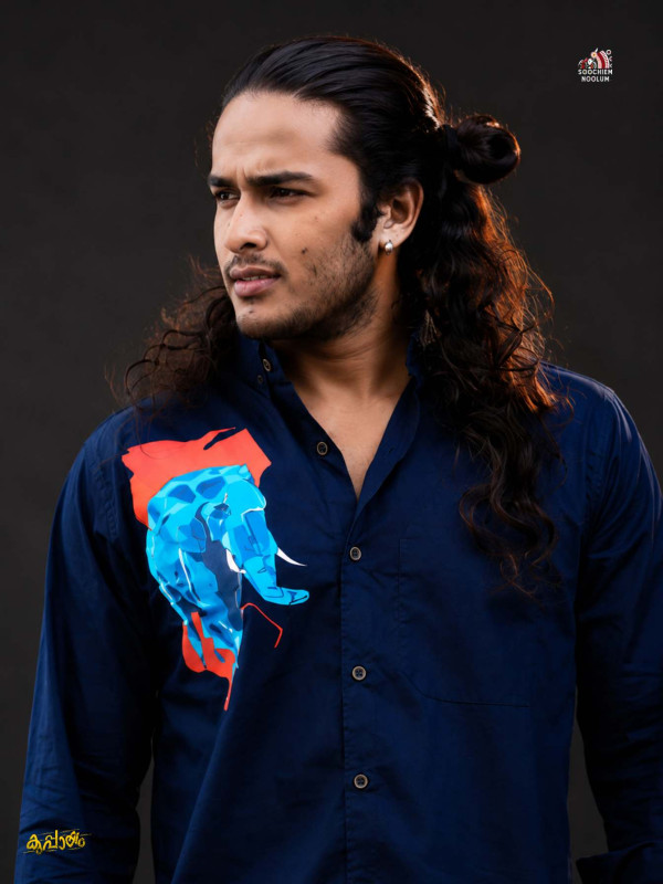 NAVY BLUE ELEPHANT PRINTED PREMIUM SHIRT [CLEARANCE SALE]