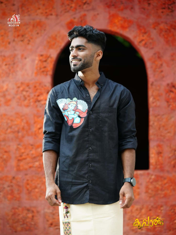 Black Krishna Printed Premium Shirt[SHIRT000207]