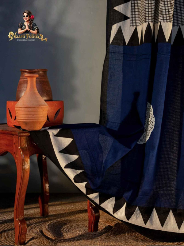 Jaipur mulmul Cotton Saree with Handblock prints [SAREE0000156]