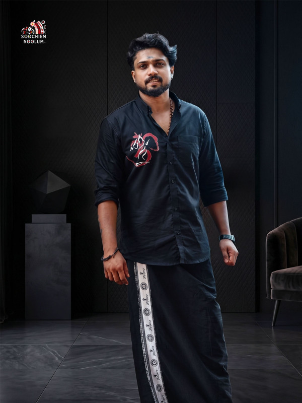 Sabarimala Special Black Om & Ayyappa Solo printed Shirt[SHIRT000216]