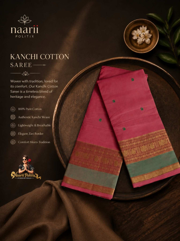 Premium Kanchi Cotton Saree - Pink [SAREE0000318]