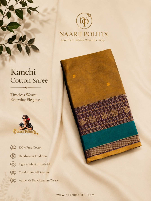 Premium Kanchi Cotton Saree - Antique Mustard gold [SAREE0000320]
