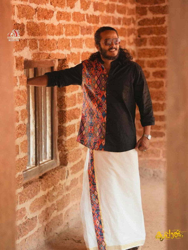Black premium Designer Half patch shirt+ Double Dhoti Combo[COMBO000248]