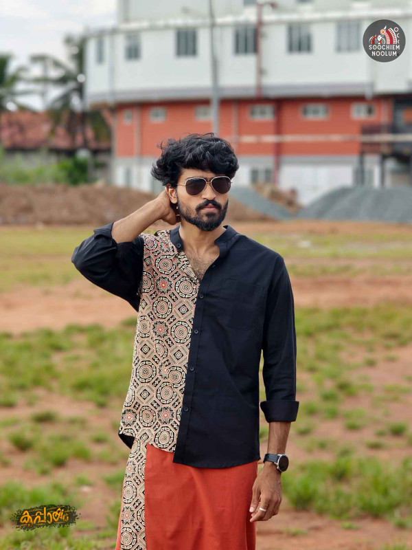 Black Designer Half Patch Shirt[SHIRT00027]