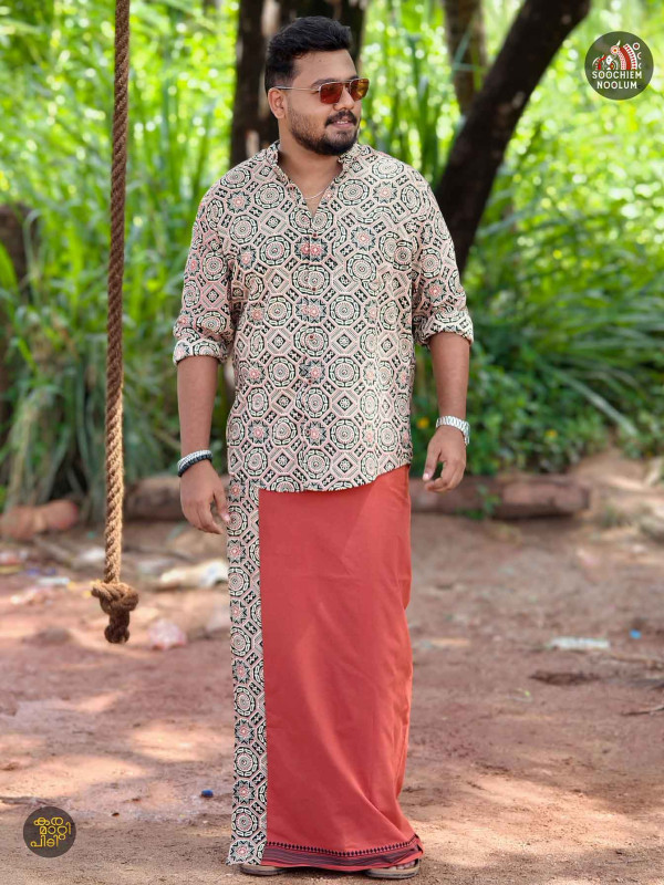 Designer Shirt+ Single Cotton Dhotie Combo[COMBO00029]