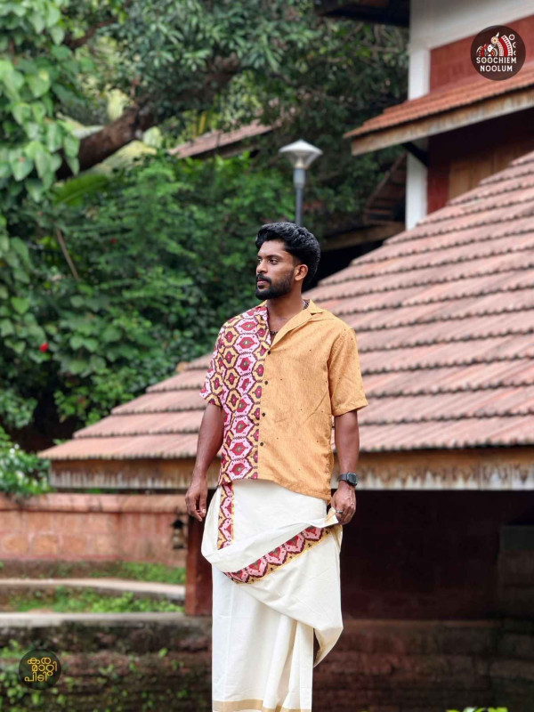 NIRAKKOOTT - YELLOW IKAT HALF SLEEVE SHIRT[SHIRT000223]