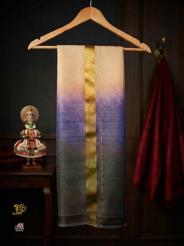 Ombre Shade  Designer Tissue Kasavu Dhoti [DOUBLE000101]