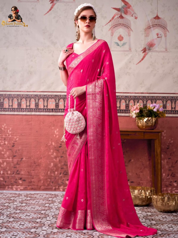 Georgette saree - Rani Pink [SAREE0000196]