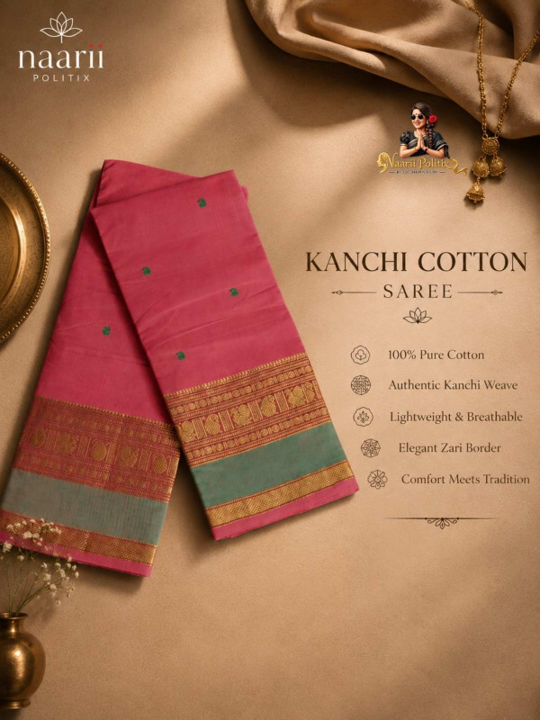 Premium Kanchi Cotton Saree - Pink [SAREE0000318]
