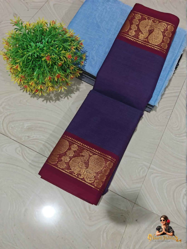 Chettinad Cotton Saree -Deep royal purple  [SAREE0000228]