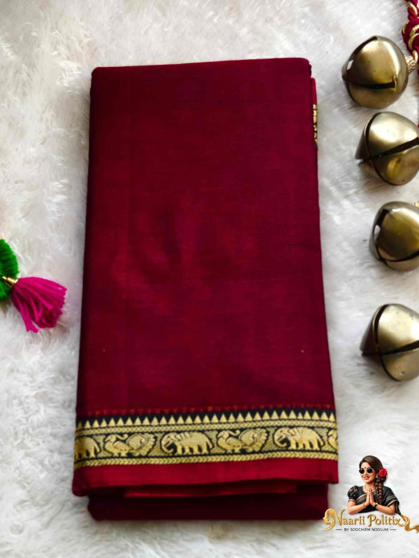 Narayanpet Pure Cotton Saree - Maroon [SAREE000026]